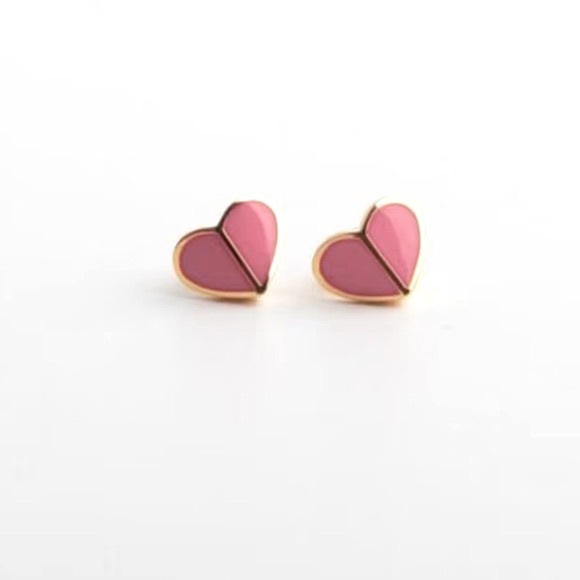 Kate Spade ♠️ Heritage Spade it Heart Studs Earrings in Flamingo Pink - Picture 4 of 9